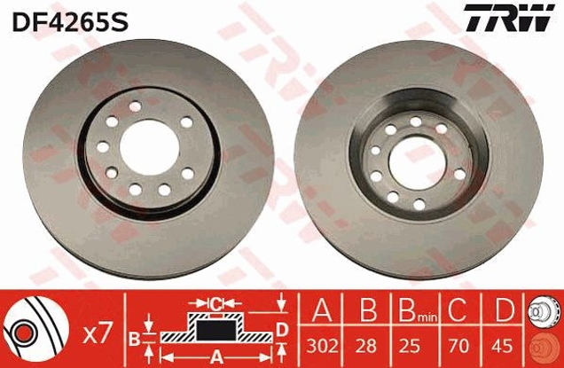 trw-fren-diski-on-7d-302mm-vectra-c-03-tekli-df4265s