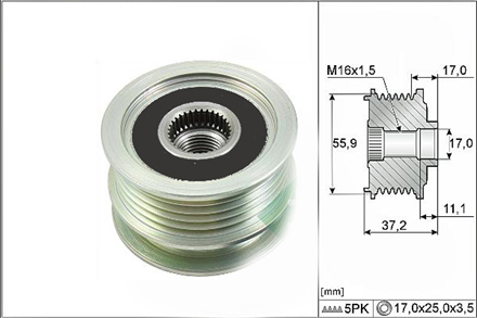 VALEO  alternator kasnagi rulmanli mgn clio ii kng twng symbol ii 01 5 kanalli k9k k4m 588034