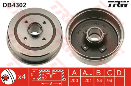 TRW trw arka fren kampanasi4d 200mm corsa c 13 db4302