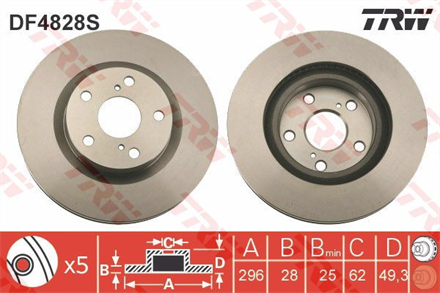 TRW trw fren diski on rav 4 iii acaace 20 vvt i22 df4828s