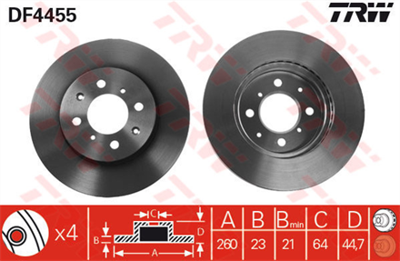 TRW trw fren diski on 4d 260mm civic vi hb 17ctdi 02 05 df4455