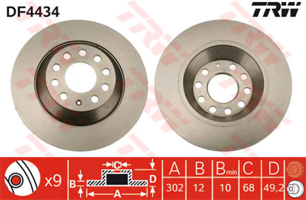 TRW trw arka fren aynasi audi a6 4b c5 30 quattro 07 04 a6 4f2 20 tdi 07 04 302x117x9dl df4434