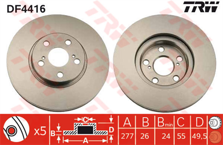 TRW trw on fren aynasi avensis 16vvti 18vvti 20 d4 vvt I 24 03 277x26x5dlxhavali df4416