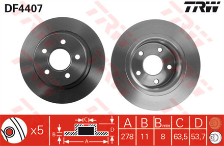 TRW trw fren diski arka 5d 278mm connect 02 abs li df4407