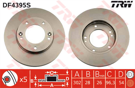 TRW trw fren diski on 5d 302mm sorento 02 df4395s