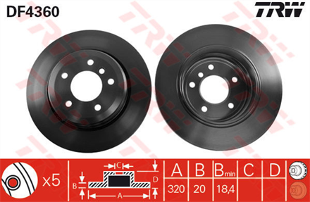 TRW trw fren diski arka 5d 320mm e60 e61 5 serisi 05 df4360