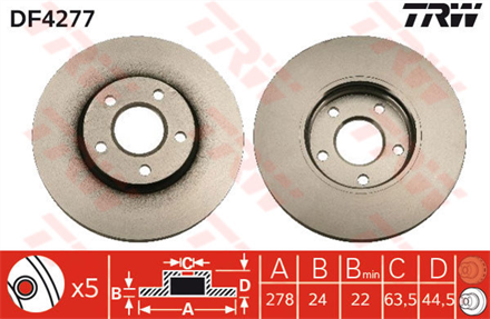 TRW trw fren diski on 5d 278mm tourneo connect 02 df4277