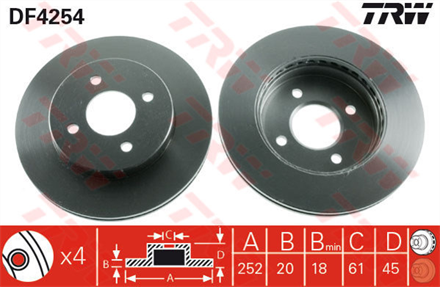 TRW trw fren diski on 4d 252mm almera i 95 df4254