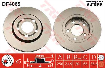 TRW trw fren diski arka 5d 256mm golf iv bora polo 98 df4065