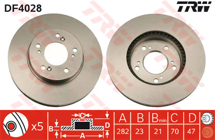 TRW trw fren diski on 5d 282mm cr v 20 16v 95 df4028