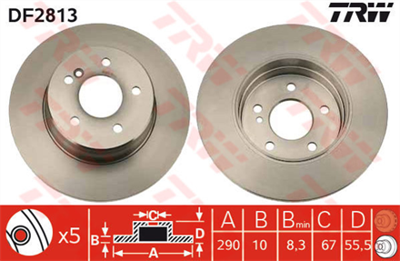 TRW trw fren diski arka 5d 290mm w202 w203 s203 c208 a208 w210 df2813