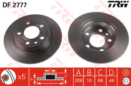 TRW trw fren diski arka 5d 268mm galaxy 95 df2777