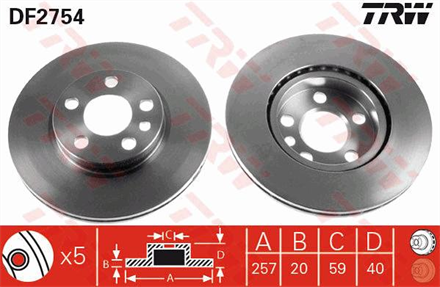 TRW trw fren diski on 5d 257mm expert scudo jumpy 95 df2754