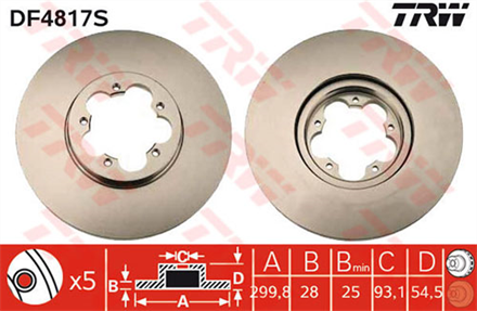 TRW trw fren diski on 5d 300mm transit v347 23 16v 22 tdci 32 tdci rwd 06 df2390s