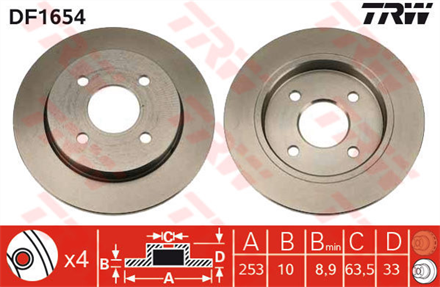 TRW trw arka fren aynasi ford focus 98 04 sierra scorpio df1654