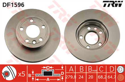 TRW trw fren diski on 5d 280mm t4 caravelle 95 df1596