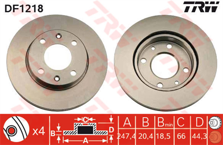 TRW trw fren diski on 4d 247mm 407 04 df1218