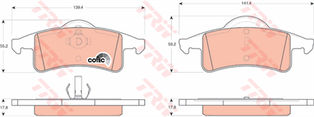 TRW trw fren balatasi arka 141mm grand cherokee 31 tdi 95 tamir takim kit gdb4127