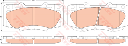 TRW trw fren balatasi on 1432mm hilux iii 07 tamir takim kit gdb3528