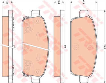 TRW trw fren balatasi arka chevrolet cruze opel astra j 13 cdti 14 14 turbo 16 16 turbo 17 cdti 20 cdti 122009 zafira p12 14 18 20 cdti 102011 gdb1844