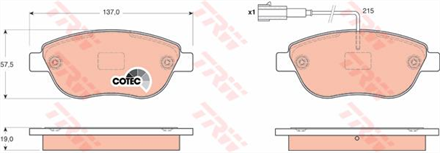 TRW trw on balata doblo 13 19 jtd 07gpunto 13 mjt 05stilo 05linea 07bravo 07idea 13 05 gdb1878 gdb1655 2