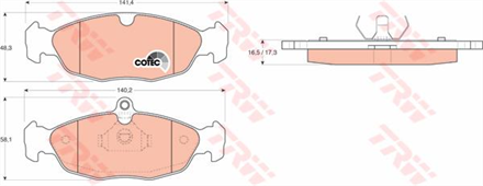 TRW trw fren balatasi on 140mm astra f corsa b vectra a 94 96 tamir takim kit gdb1040