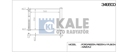 KALE OTO RADYATÖR kale motor su radyatoru ford fiesta fusion 14 tdci 2002 2006 mazda ii tahliye aparatli brazing mt 349500