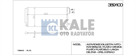 KALE OTO RADYATÖR kale klima radyatoru 645x298x16 corsa d z13dth z13dtj a13dte z12xep z14xep fiorino punto 13 jtd 389100