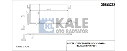 KALE OTO RADYATÖR kale klima radyatoru 667x388x16 partner berlingo xsara 18 d 19 d 20 hdi 96 11 385500