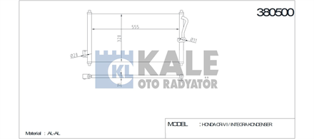 KALE OTO RADYATÖR kale klima radyatoru 555x220x18 integra 18 20 16v 95 01 380500