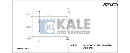 KALE OTO RADYATÖR kale klima radyatoru 590x363x18 elantra 16 18 00 06 379400