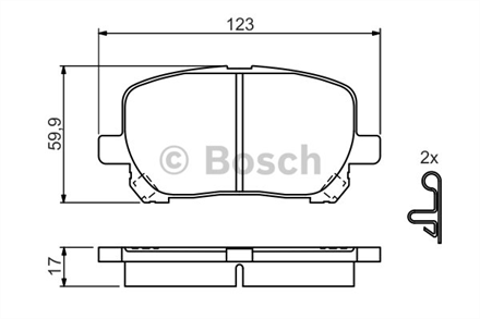 BOSCH bosch fren balatasi on toyota avensis verso 0801 wva 23836 123x595x17 mm 0986424761