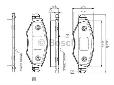 BOSCH on balata p206 14 16 0998 p306 14 16 593 0986tb2316 6