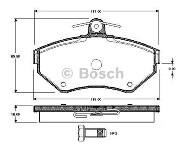 BOSCH bosch disk balata on wva 21945 119x695x16 mm 0986494010