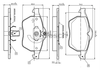 BOSCH bosch disk balata on opel vectra b saab 900 ii 9 3 en0986tb2017 986424360 3