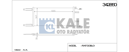 KALE OTO RADYATÖR kale klima radyatoru kurutuculu fiat doblo 19d 342850