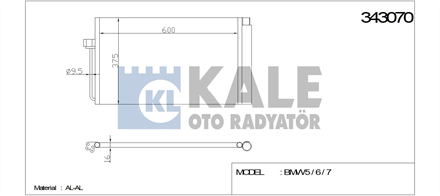 KALE OTO RADYATÖR kale klima radyatoru 620x375x16 e60 e615 serisi e65 e66 e67 7 serisi 04 dizel 343070