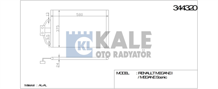 KALE OTO RADYATÖR kale klima radyatoru 580x375x24 megane i 14 eco 344320