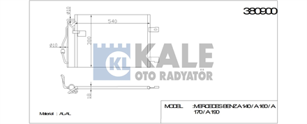 KALE OTO RADYATÖR kale klima radyatoru 540x380x18 mercedes benz a140 a160 a170 a190 97 04 380900