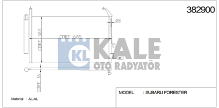 KALE kale klima radyatoru 649x358x16 subaru forester 20 25 awd 02 08 382900