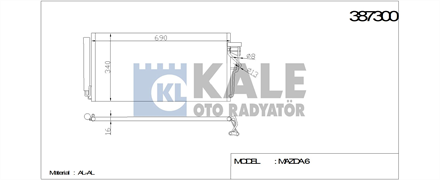 KALE OTO RADYATÖR kale klima radyatoru 690x340x16 mazda 6 18 20 22 25 mzr cd mzr d 07 13 387300