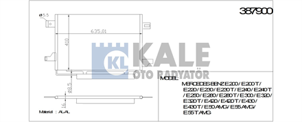 KALE OTO RADYATÖR kale klima radyatoru 635x410x16 w169 a serisi w245 b serisi 04 12 387900