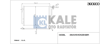 KALE OTO RADYATÖR kale klima radyatoru 563x385x16 e53 x5 30i 30 d 44i 00 390900