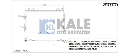 KALE OTO RADYATÖR kale klima kondenseri mercedes benz c180 c200 c230 c240 c280 clk200 clk280 clk 350 al al 630x375x16 392900