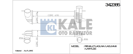 KALE OTO RADYATÖR kale turbo radtatoru renault laguna iii latitude 15 dci 20 dci 2007 342385