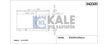 KALE OTO RADYATÖR  motor su radyatoru toyota corolla compact liftback wagon ae101 1312v 13 xli 16 si 1992 2000 brazing mt 342325