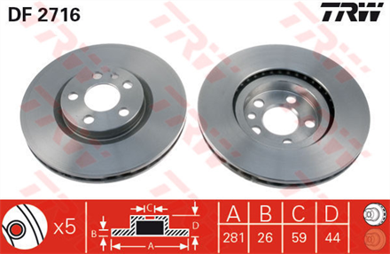 TRW trw fren diski on 5d 281mm scudo expert jumpy 94 df2716