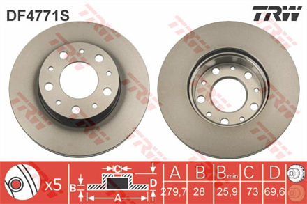 TRW trw fren diski on 5d 280mm boxer ducato jumper iii 06 17 inc df4771s