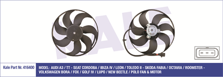 KALE OTO RADYATÖR kale fan motoru volkswagen golf iv bora 1999 2001 seat leon skoda octavia fabia 16 18 18t 19 tdi 20 15080w 345mm 416400