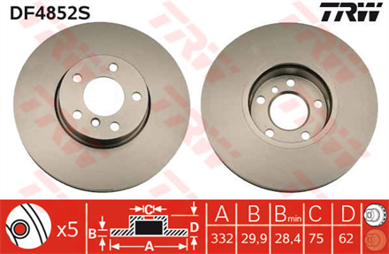 TRW trw fren diski on 5d 332mm x5 e70 07 x6 e71 e72 08 tekli df4852s